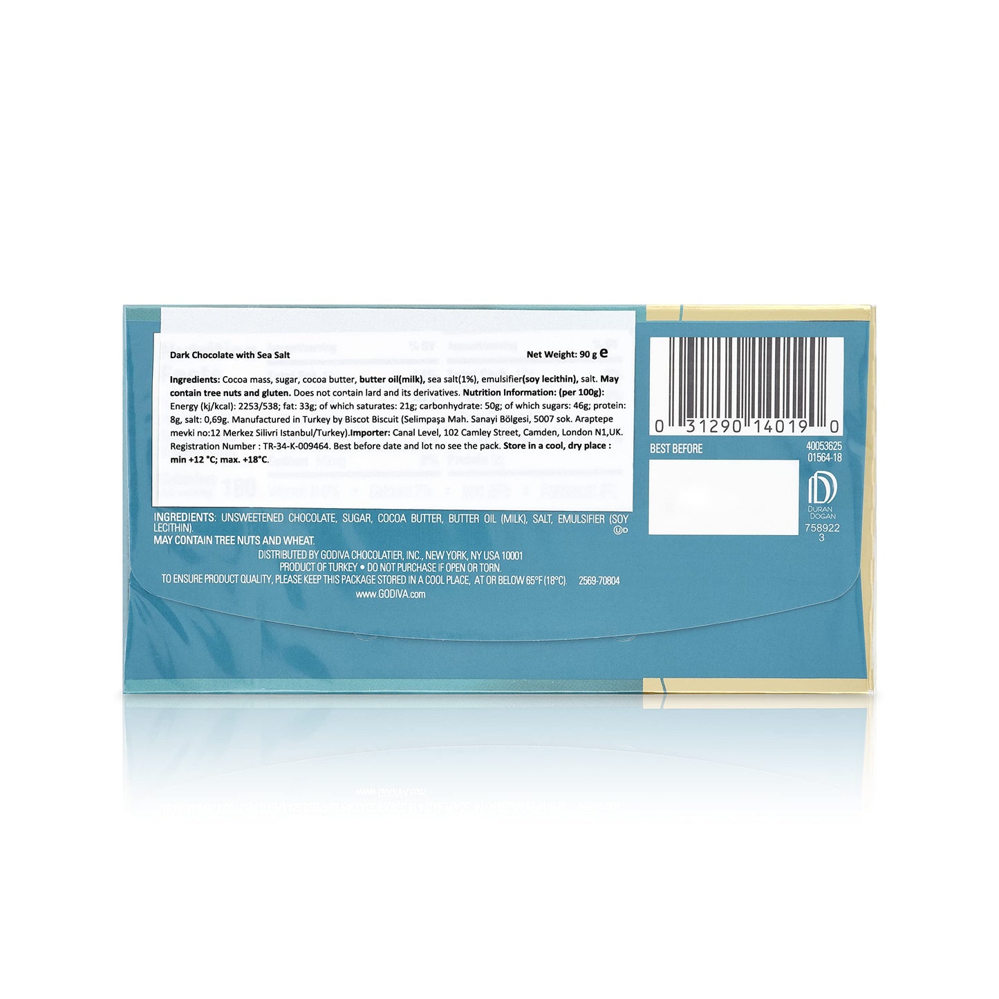 Godiva Signature Sea Salt Dark Chocolate Mini Bars, 8 Count, 3.1oz, Model 156418, Chocolate Flavor