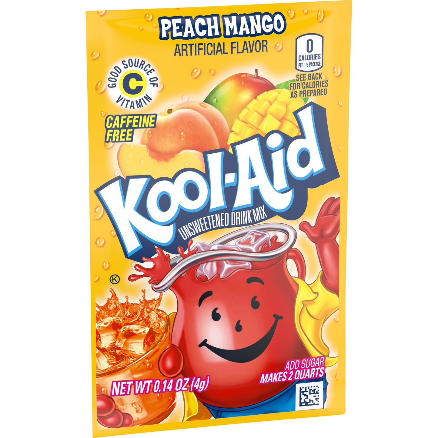 Kool-Aid Powdered Drink Mix, Unsweetened, Caffeine Free, Peach Mango, 192 Count Pitcher Packets