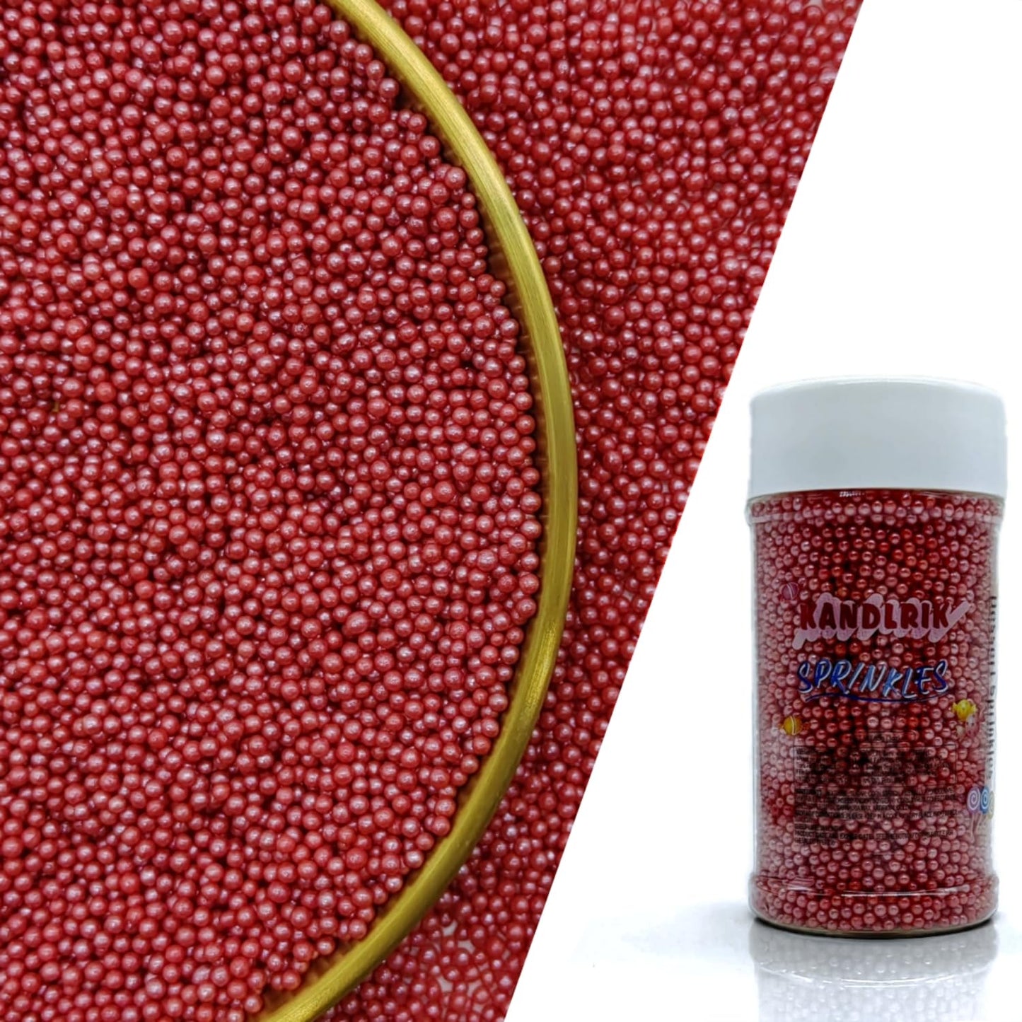 Edible Red Pearl Sugar Sprinkles Candy 2mm Mini Pearls Cake Decorations Cupcake Toppers Cookie Decorating Perfect for Wedding Pa