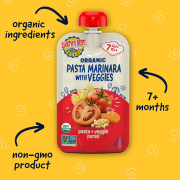 Earth'S Best Organic Pasta Marinara With Veggies Pouch, 4 Oz (Pack Of 12)
