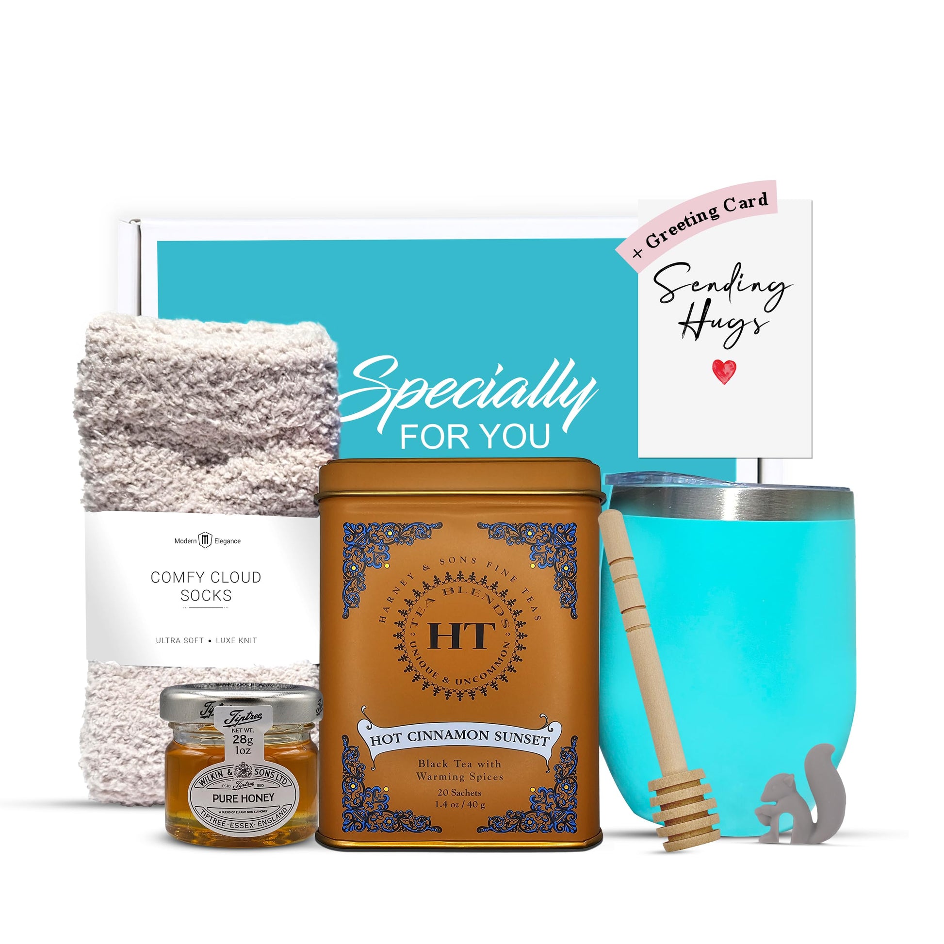 Mothers Day Gifts for Mom Tea Gift Set for Women - Thoughtful Get Well Gift Box with Cozy Socks, Stainless Tumbler, 20 Sachets, 