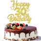 YCTHUNFISH 30th Birthday Cake Topper, Glitter Heart & Star Design, Gold, Paper, Party Supplies