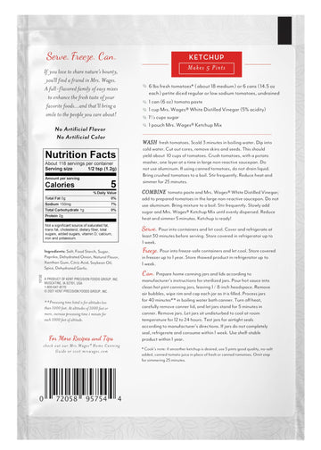 Mrs. Wages Ketchup Mix Easy-To-Use Enhance Your Tomatoes Makes Ketchup in Bulk Easy To Freeze or Serve Fresh 5 oz Packet (Value