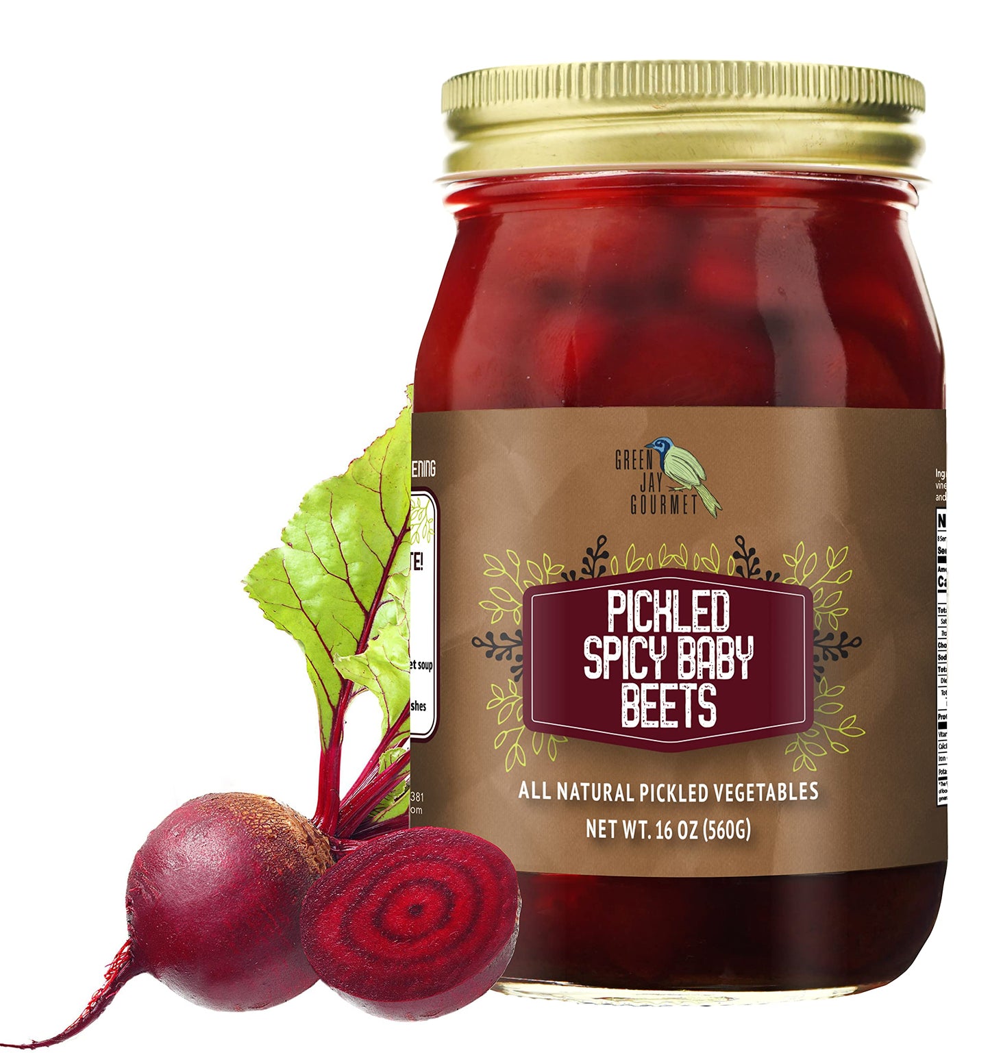 Green Jay Gourmet Fresh Spicy Pickled Baby Beets - Grandmas Spicy Recipe - Spicy, Tangy, and Vinegary Brine - Simple Natural Ing