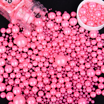 Sprinkles for Cake Decorating, Hot Pink Pearl Sprinkles Mix for Ice Cream, Cupcake, Baking, Cookies, Cake toppings
