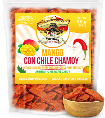 Chili Chamoy Mango Slices, 8.5 Oz. Bag Of Authentic Mexican Dry Fruit Candy, Sweet And Spicy Flavor, Fresh And Natural Dulce Mex