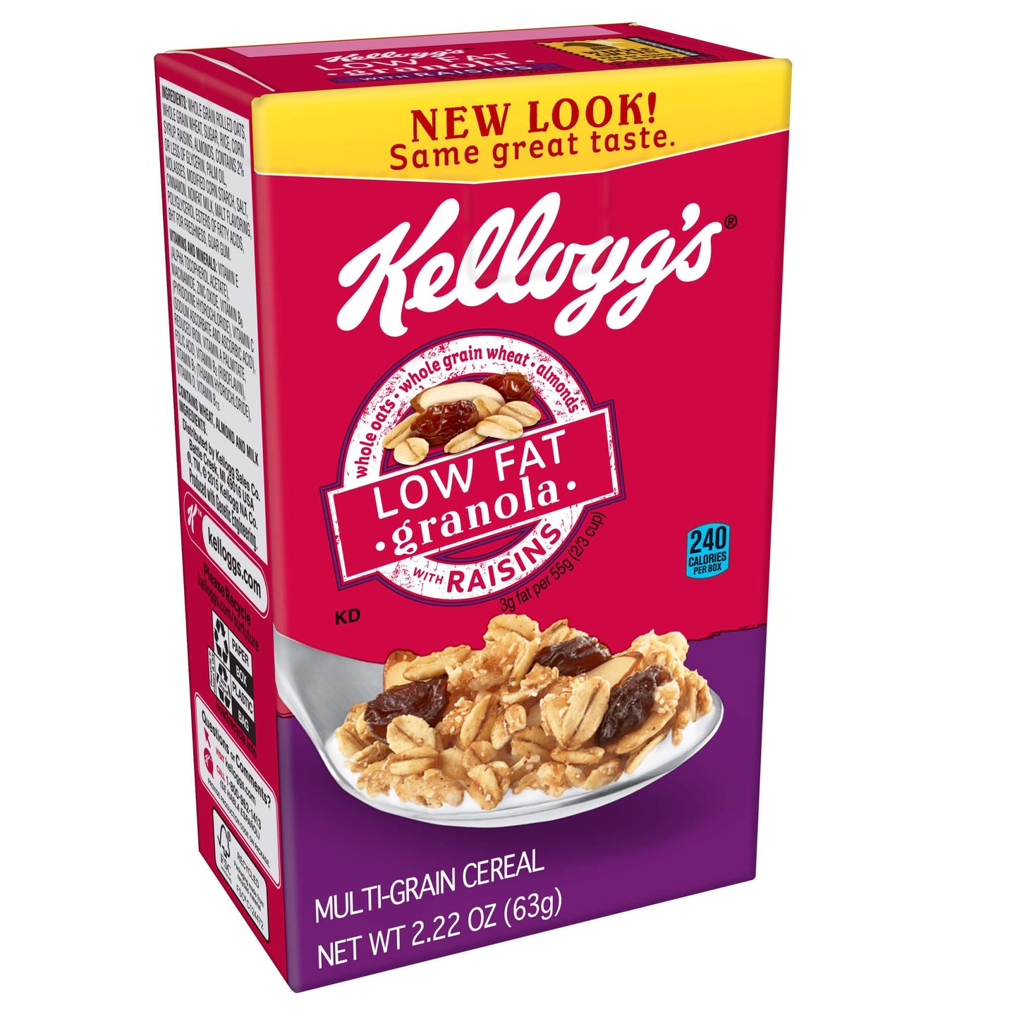 Kelloggs Low Fat Granola Cereal with Raisins, 2.22oz (Pack of 70)