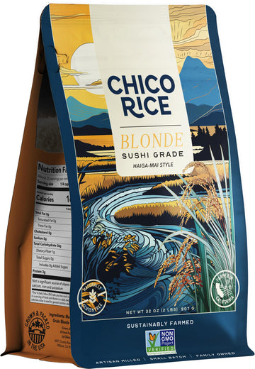 Chico Rice Blonde Milled California Japonica | Haiga-Mai Style, Freshly Milled, Non-Gmo, Gluten-Free, Vegan | Nutritious, Quick-