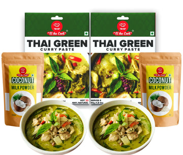 El The Cook Thai Green Curry Paste + Coconut Powder For Making Thai Curry | Ready To Cook Kit | Serves 4 X 2 Pack (50G Each)