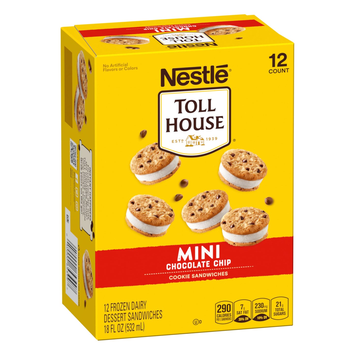 Tollhouse Mini Vanilla Chocolate Chip Cookie Sandwiches, 18 Fl Oz (Frozen), 12 Count