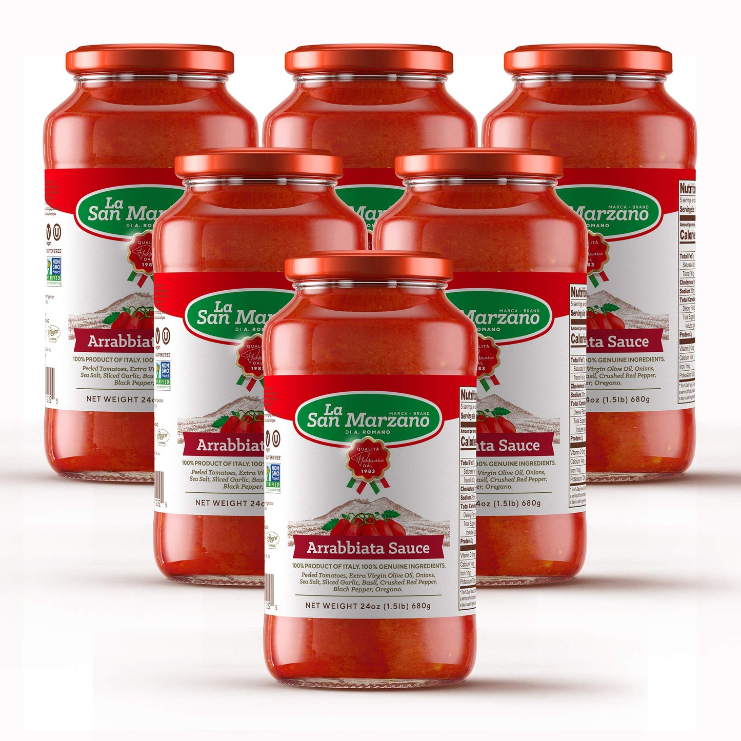 La San Marzano Arrabiata Sauce, All Natural, Vegan, Gluten Free, 24 oz, Pack of 6