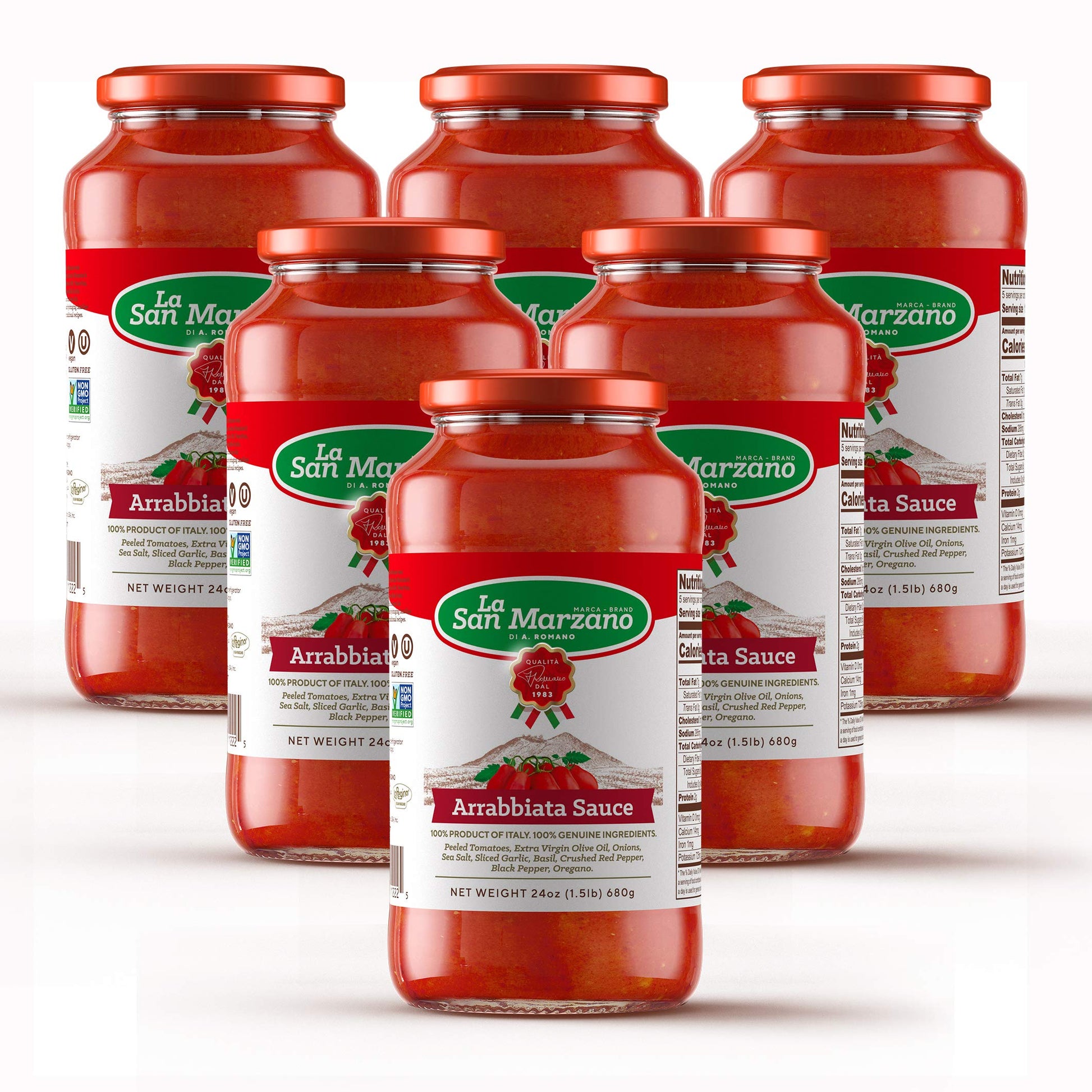 La San Marzano Arrabiata Sauce, All Natural, Vegan, Gluten Free, 24 oz, Pack of 6