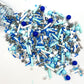 Weraru Edible Blue Silver Pearl Mix Sprinkles Candy Mixing Size Baking Edible Cake Decorations Cupcake Toppers Cookie Decorating