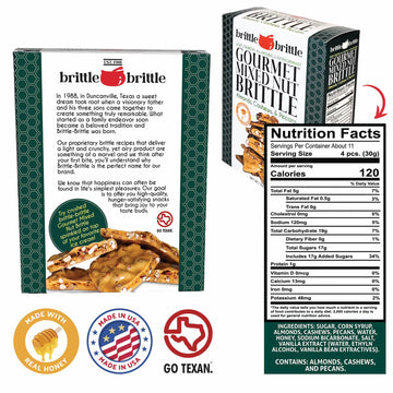 Brittle-Brittle Mixed Nut Brittle Candy, Handmade Gourmet Treat, Gluten Free, 12 oz Box, Pack of 8