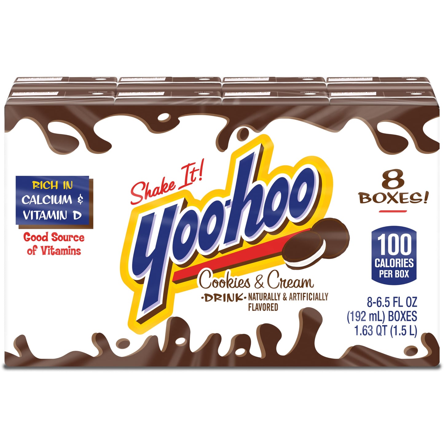 Yoo-hoo Cookies and Cream Flavored Drink  6.5 fl oz Boxes  32 Count (4 Packs of 8)  Ready to Drink  Caffeine-Free  99% Fat-Free  High in Calcium & Vitamin D
