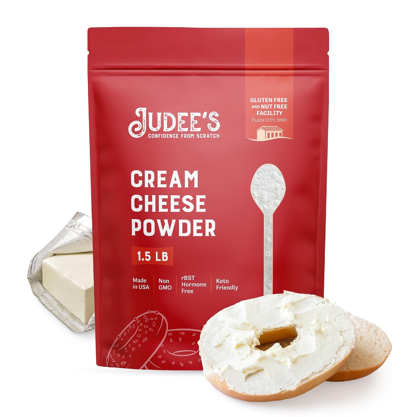 Judees Powdered Cream Cheese - Gluten-Free, Keto-Friendly - 1.5 lb (24 oz) - Ideal for Dips, Spreads, and Baking