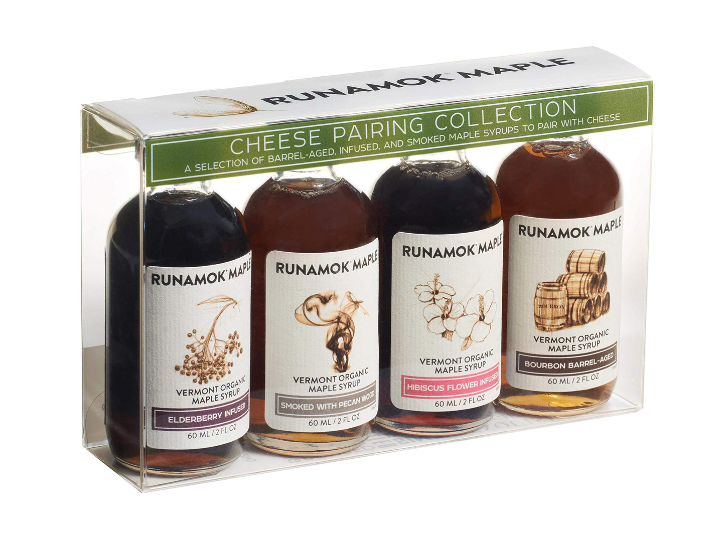 Runamok Organic Vermont Maple Syrup Sampler | Cheese Pairing Collection | 2 Oz (4 Count) | 60Ml | Barrel-Aged, Infused And Smoked Organic Maple Syrup Varieties