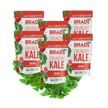 Brads Plant Based Organic Crunchy Kale, Nacho, 6 Bags, 12 Servings Total
