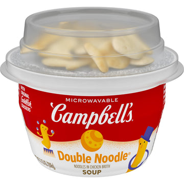 Campbell'S Double Noodle Soup With Original Goldfish Crackers, 7.35 Oz Microwavable Bowl