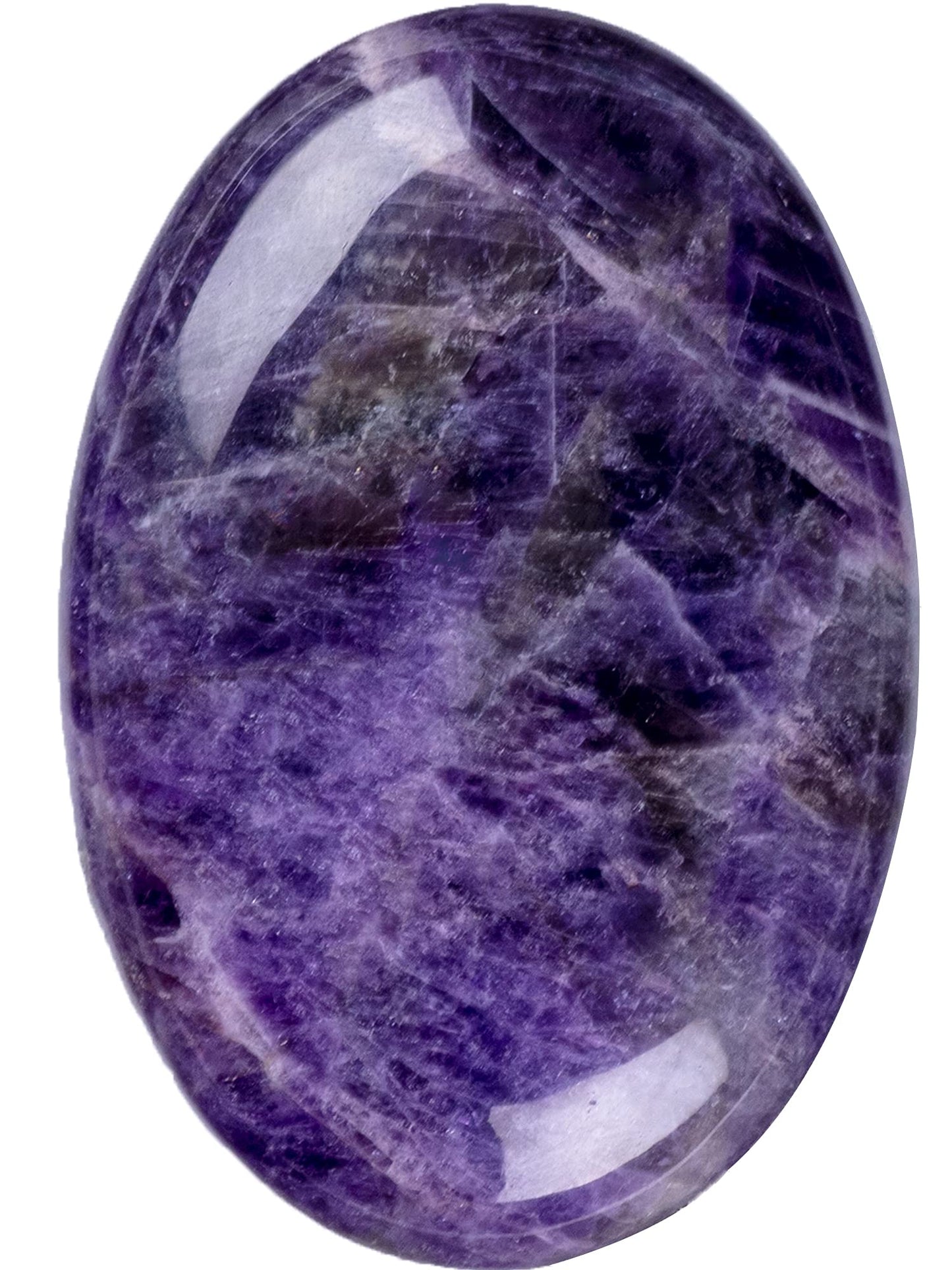 Ufeel Amethyst Palm Stone Crystal - Natural Chakra Therapy Polished Healing Crystal Oval Pocket Gemstone For Anxiety Stress Reli