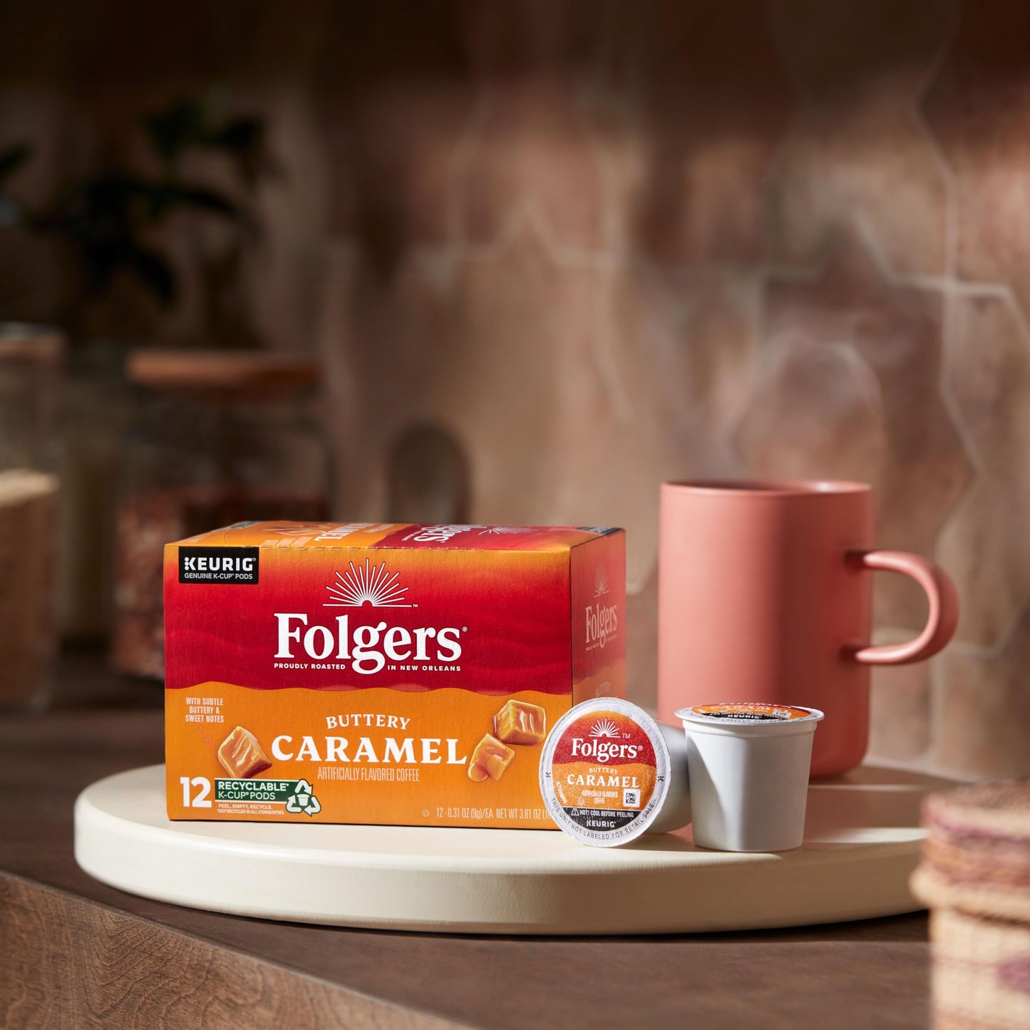 Folgers Buttery Caramel Flavored Coffee, 72 Keurig K-Cup Pods
