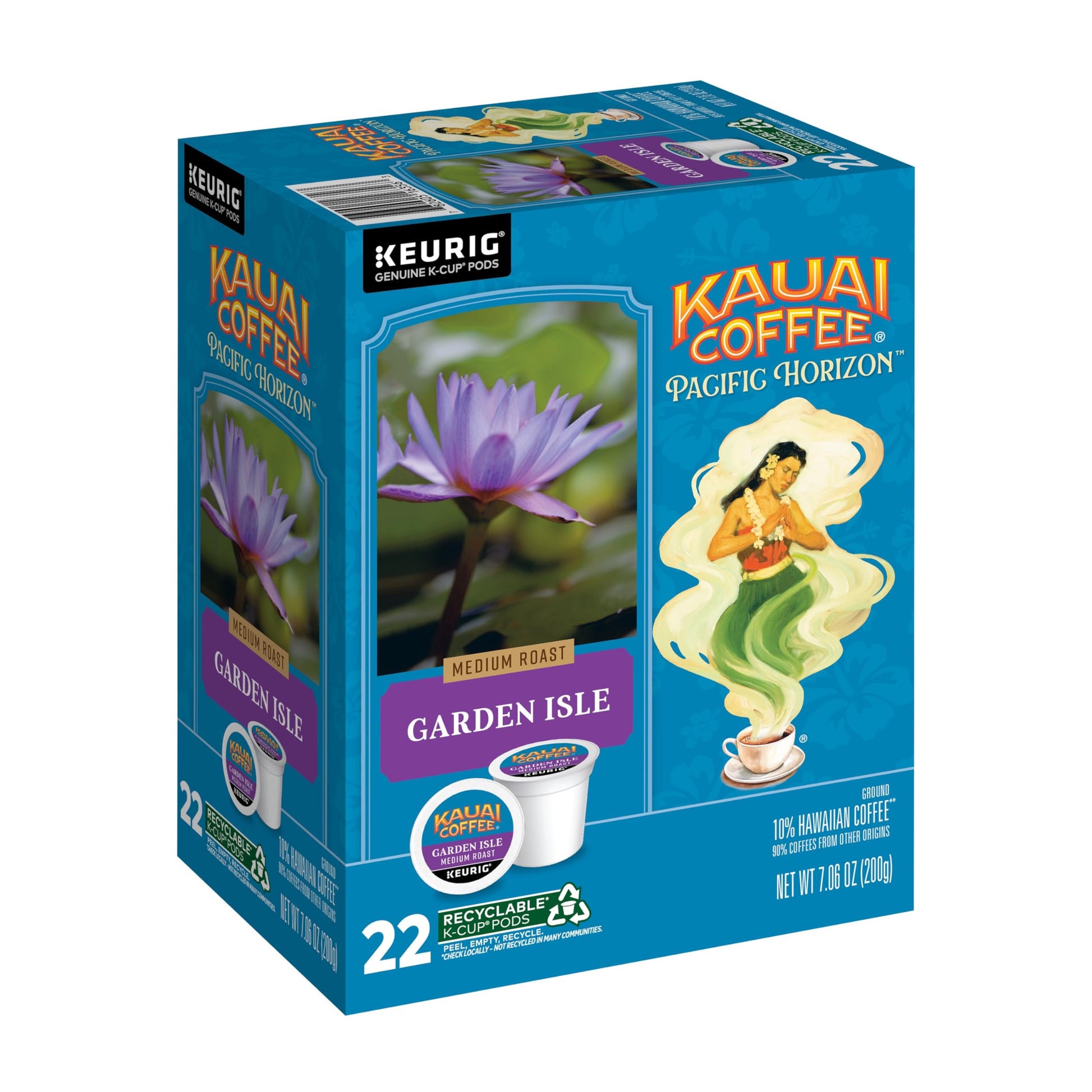Kauai Coffee K-Cup Pods - Medium Roast Arabica Coffee, 22 Count, Compatible with Keurig Brewers