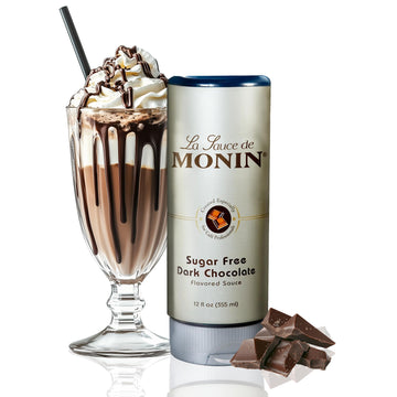 Monin Sugar Free Dark Chocolate Sauce, Velvety & Rich, 12 Fl Oz, Gluten-Free