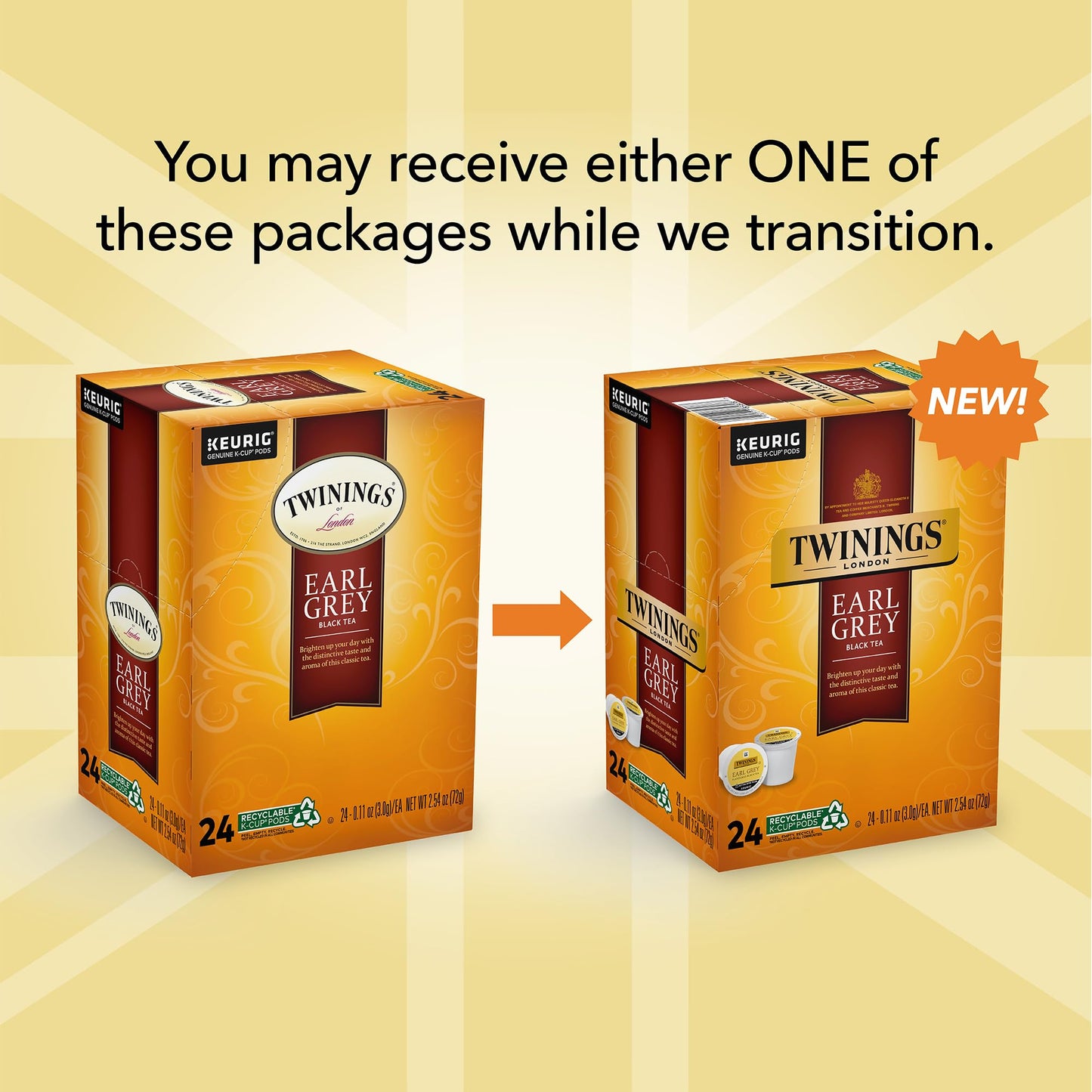 Twinings Earl Grey K-Cup Pods For Keurig, Caffeinated Black Tea Flavoured With Citrus And Bergamot, 24 Count (Pack Of 4)