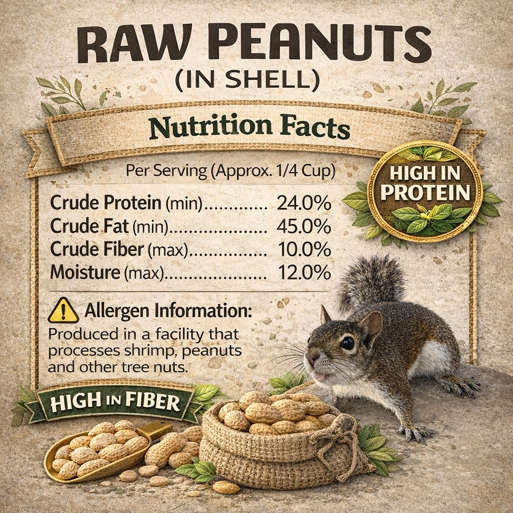 Office Roast Raw Peanuts in Shell 2 lb Bag - Unsalted, Natural & Healthy Snack - Plain Peanuts for Squirrels, Birds & Wildlife F
