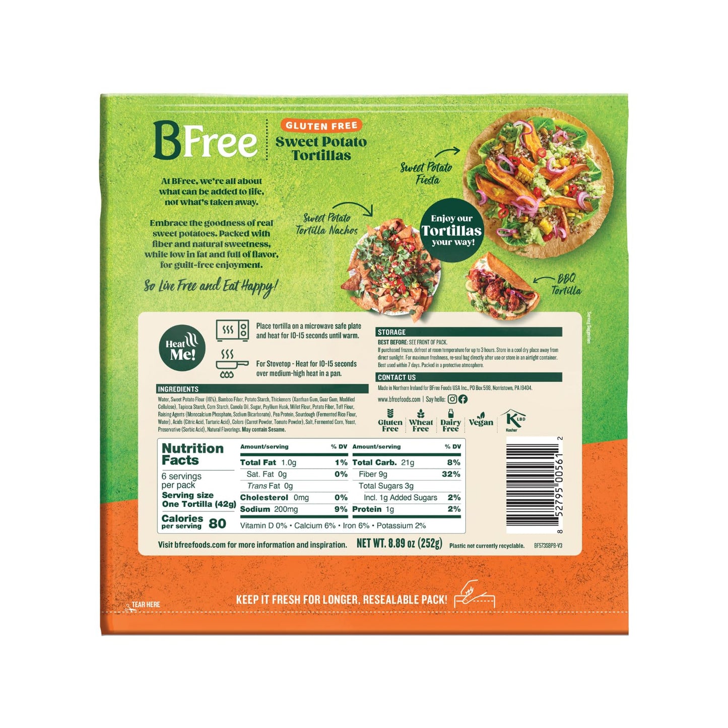Bfree Gluten Free Sweet Potato Tortilla Wraps, 8.89 Oz - 6 Tortillas (Pack Of 6)