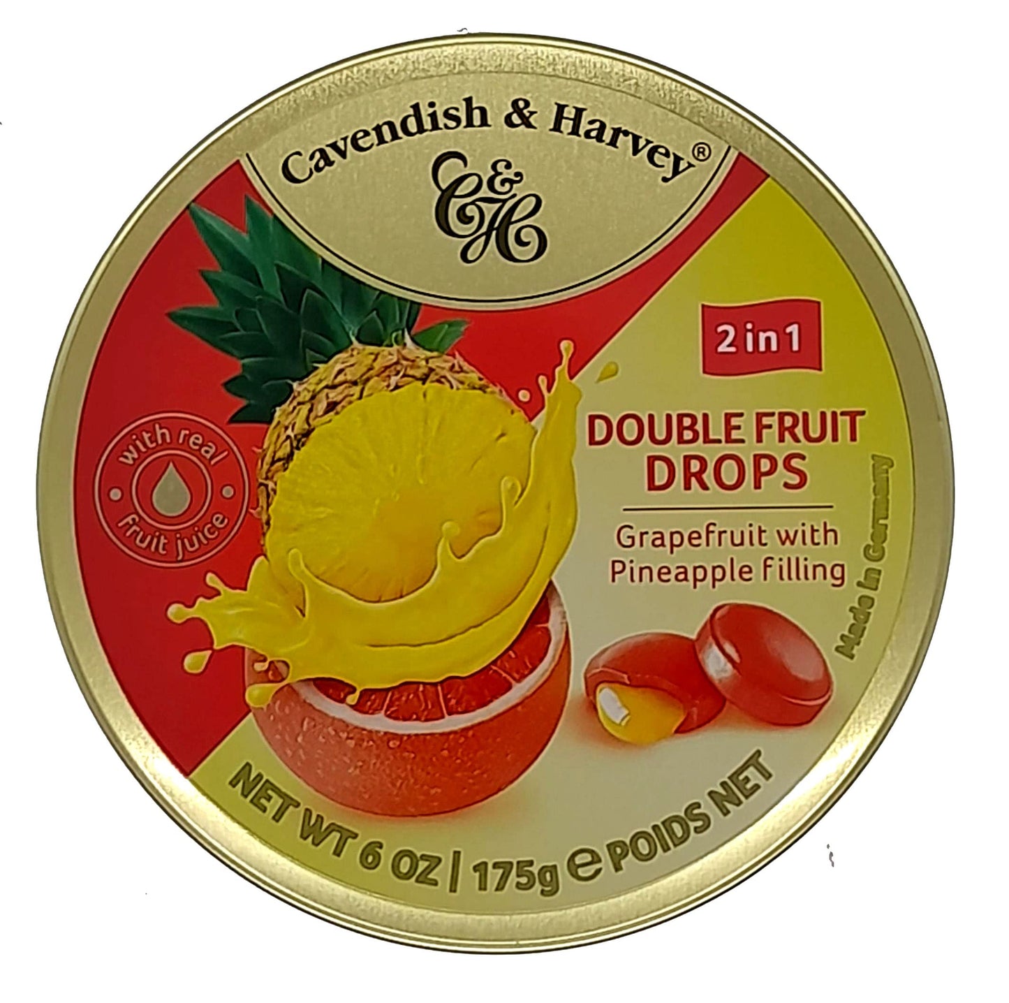 Cavendish & Harvey Double Fruit Drops Grapefruit With Pineapple Filling - 175 Gm