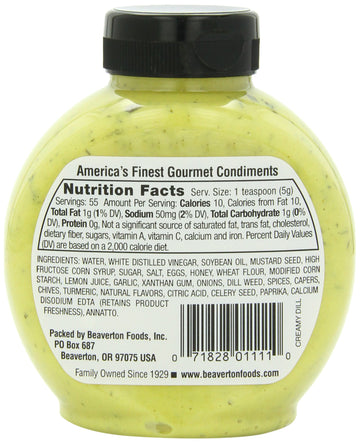 Inglehoffer Creamy Dill Mustard with Lemon & Capers, 9.75 Ounce Squeeze Bottle (Pack of 6)