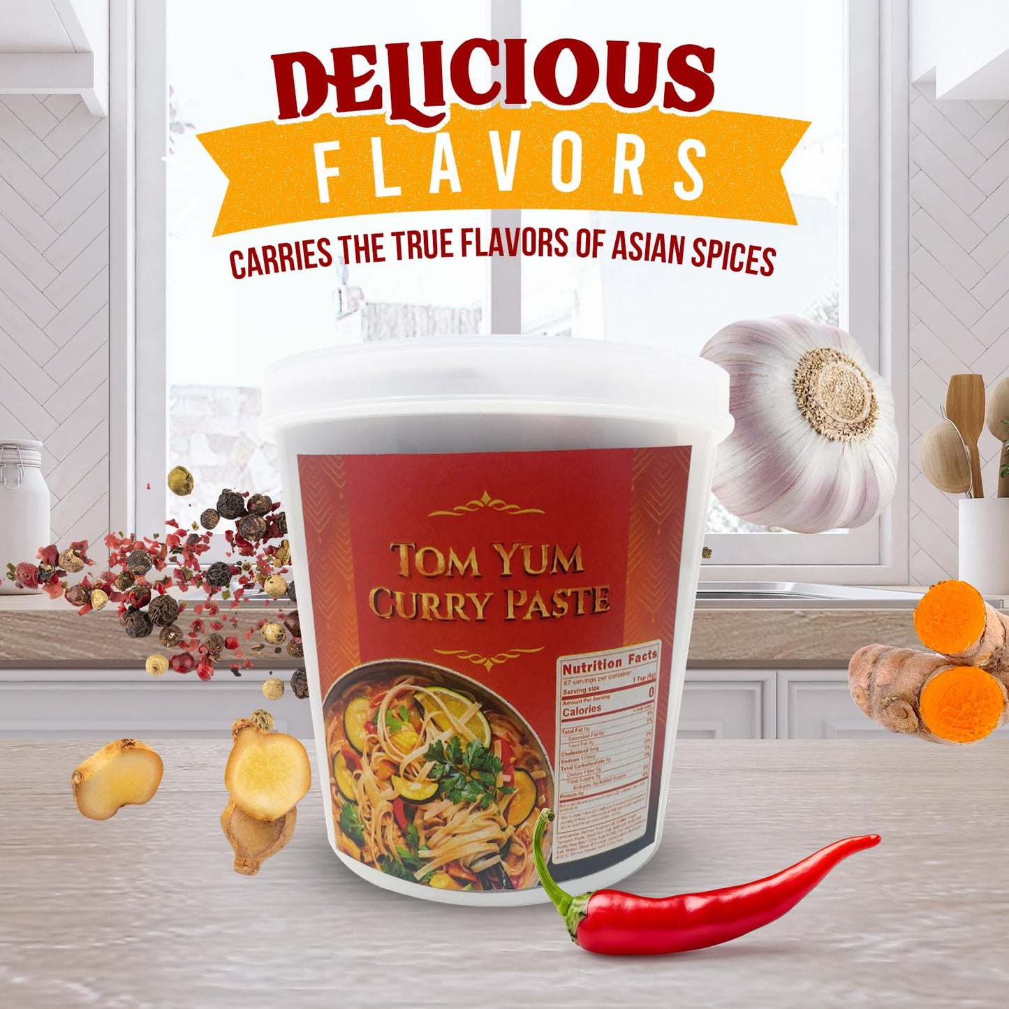Fusion Select Tom Yum Curry Paste - Seasoning Spice Blend For Asian Food, Middle Eastern & Indian Cuisine - Dressing & Condiment