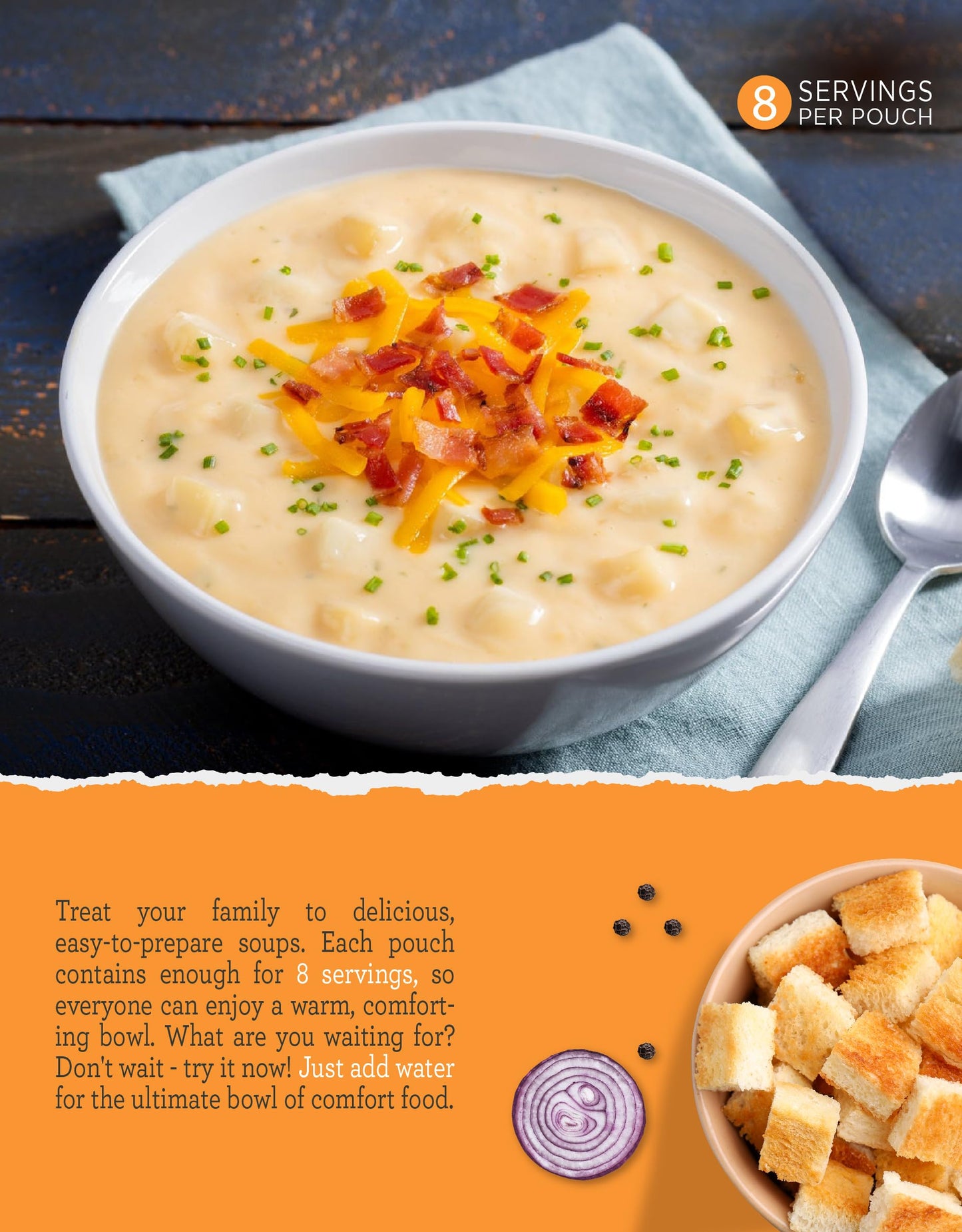 Readywise - Simple Kitchen, Soup Sampler, Variety Pack, 8 Servings Per Pouch, Soup Mix, Family Size, Mre, Gluten Free Options, F