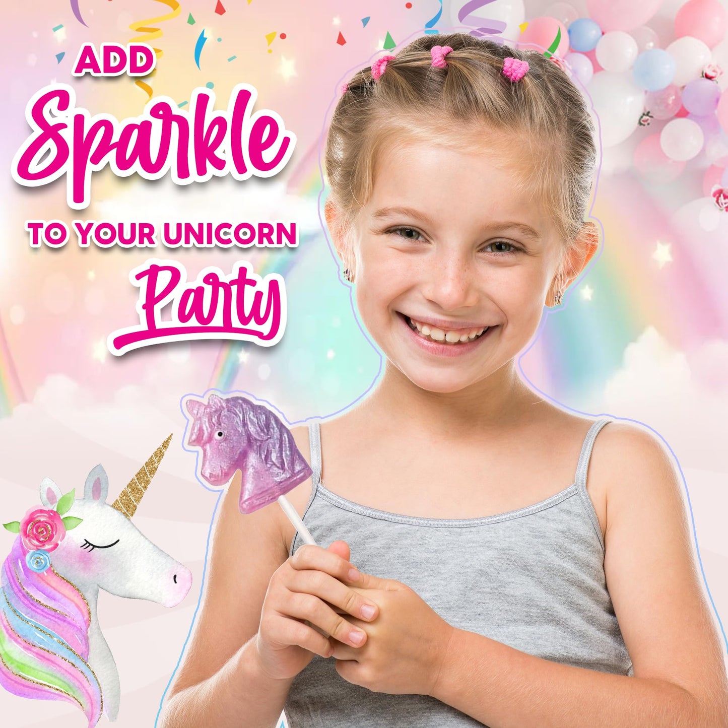 Unicorn Candy Lollipops - 12 Whimisical Pretty Suckers Individually Wrapped - Great For Unicorn Party Favors - Goodie Bags For K
