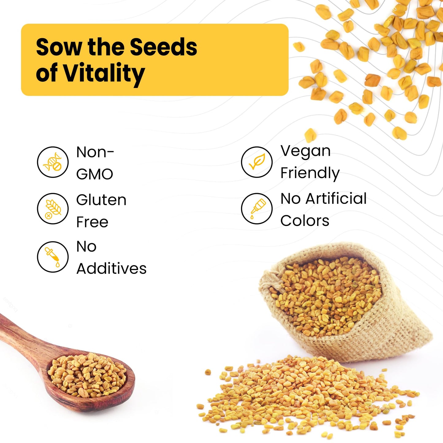 Ramaroma Fenugreek Seeds Whole, All Natural, Vegan, Gluten Friendly, Non-GMO, 5.1oz (144g) Jar, Yellow