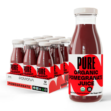 Pure Pomegranate Juice, 8.4 Ounce Bottle (Pack of 12), Cold Pressed Organic Juice, Non-GMO, No Sugar Added, Not from Concentrate
