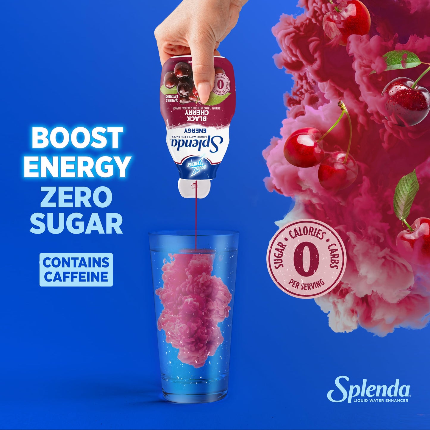 SPLENDA Energy Liquid Water Enhancer Drops, Sugar Free, Black Cherry, 3.11 Fl Oz Each, 2 Pack