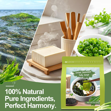 7Oz Bulk Dried Wakame Seaweed Miso Soup Kit - 100% Natural Dried Vegetables Tofu, Green Onion Mix For Japanese Ramen Flavor, Sou