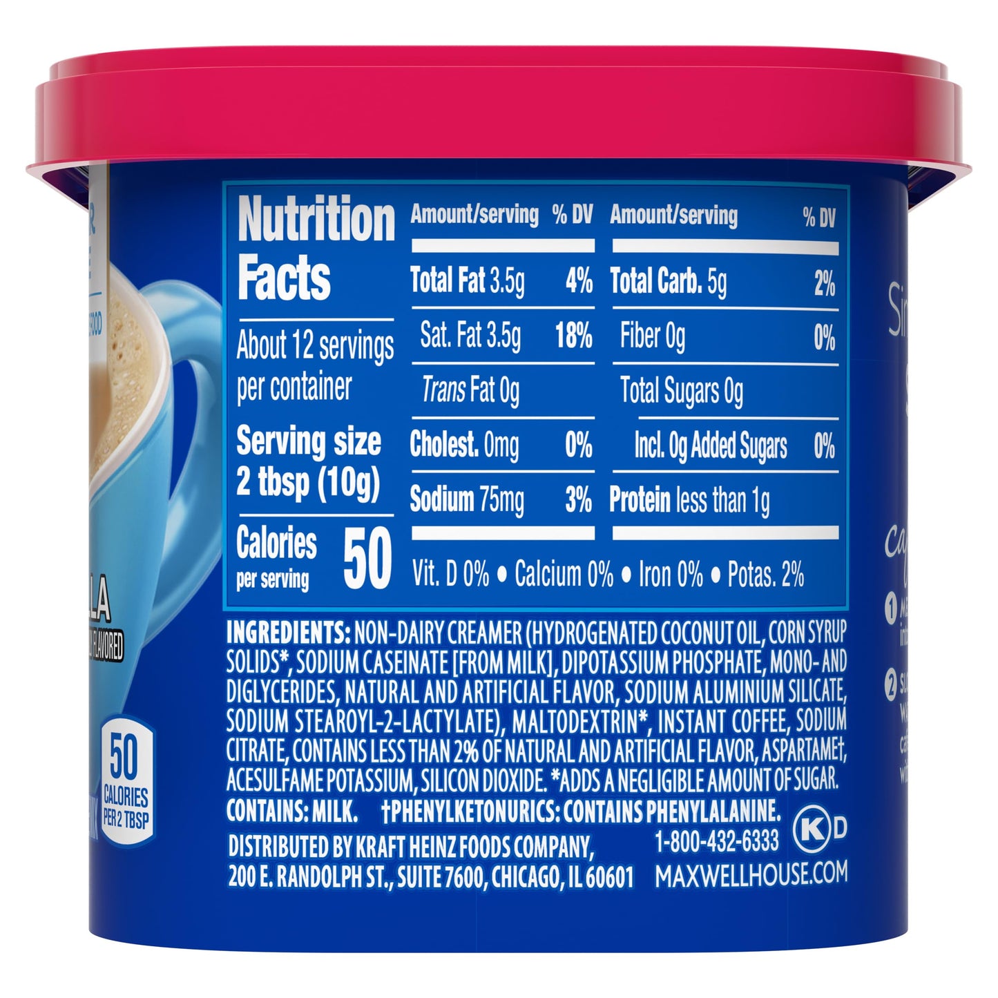 Maxwell House International Sugar-Free French Vanilla Caf  -Style Instant Coffee Beverage Mix, 4.3 oz. Canister