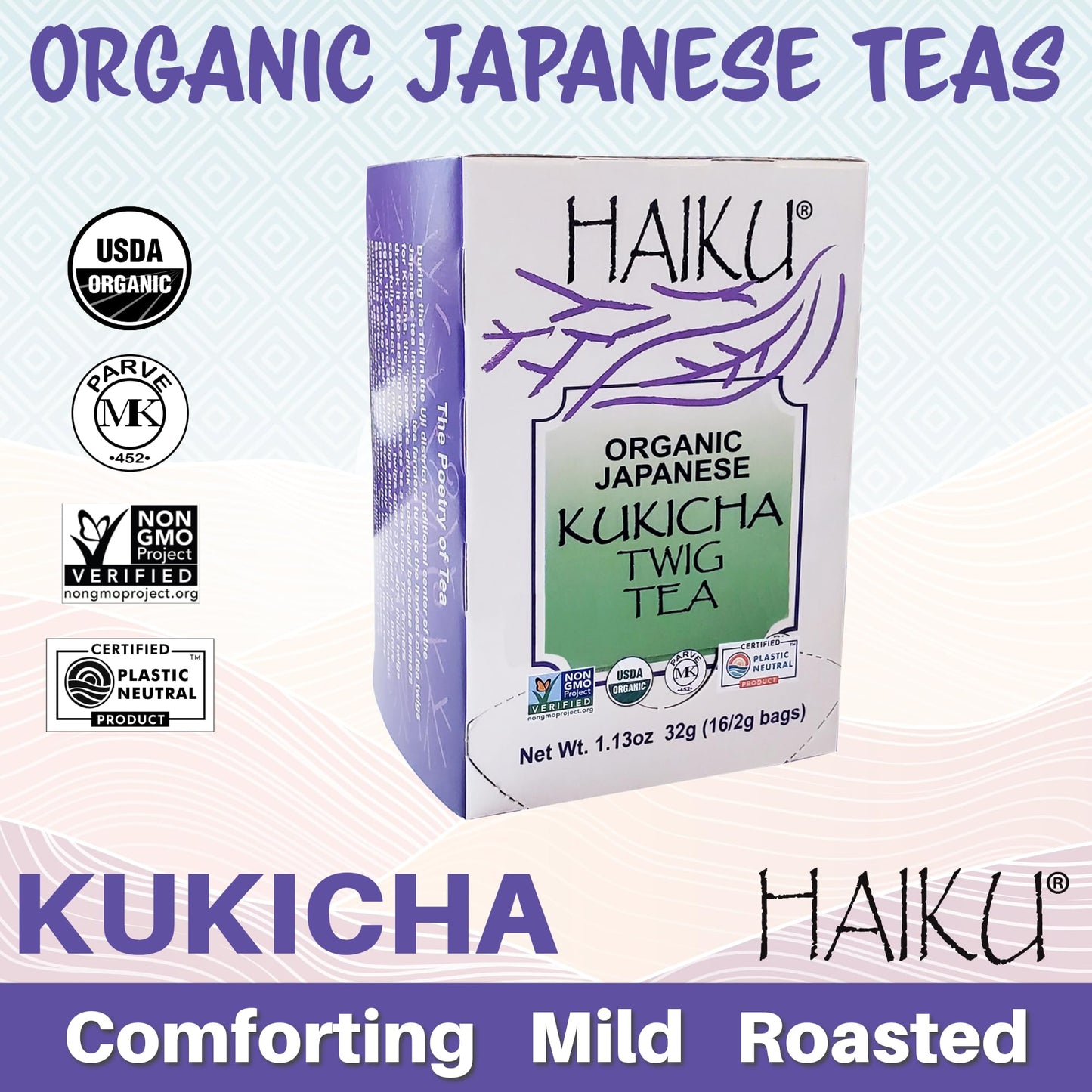 HAIKU Kukicha Twig Tea, Organic, 16 Count, Model 023547500017