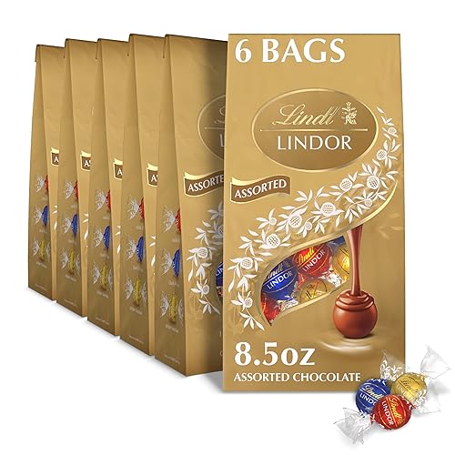 Lindt Lindor Assorted Chocolate Candy Truffles With Smooth, Melting Truffle Center, Chocolate For Holidays, 8.5 Oz. Bag (6 Pack)