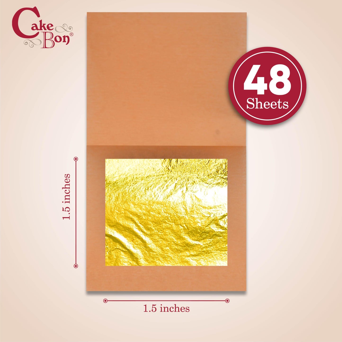 Edible Gold Leaf 24K By Cakebon - Cake Decorations, Loose Gold Leaf Sheets - 1.5 Inches, 48 Gold Foil Sheets