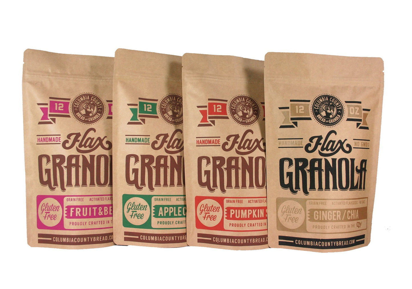 Flax Granola - Variety Pack: Fruit & Berry, Pumpkin Spice, Ginger Chia, and Apple Cinnamon - The Plan Friendly, Gluten Free - 12