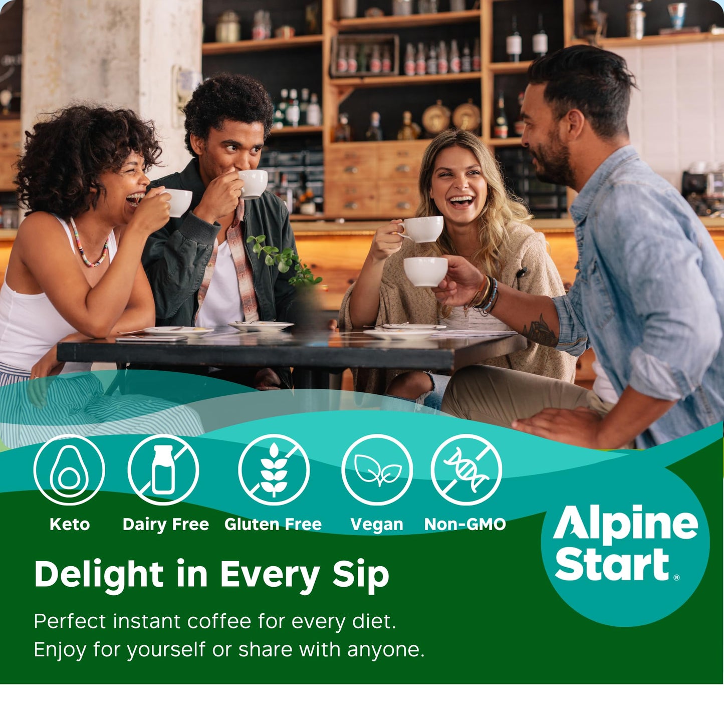 Alpine Start Instant Coffee Packets, Medium Roast, 24 Single Serve Sticks, 0.11 OZ Each, Ideal for Travel and Outdoor Activities