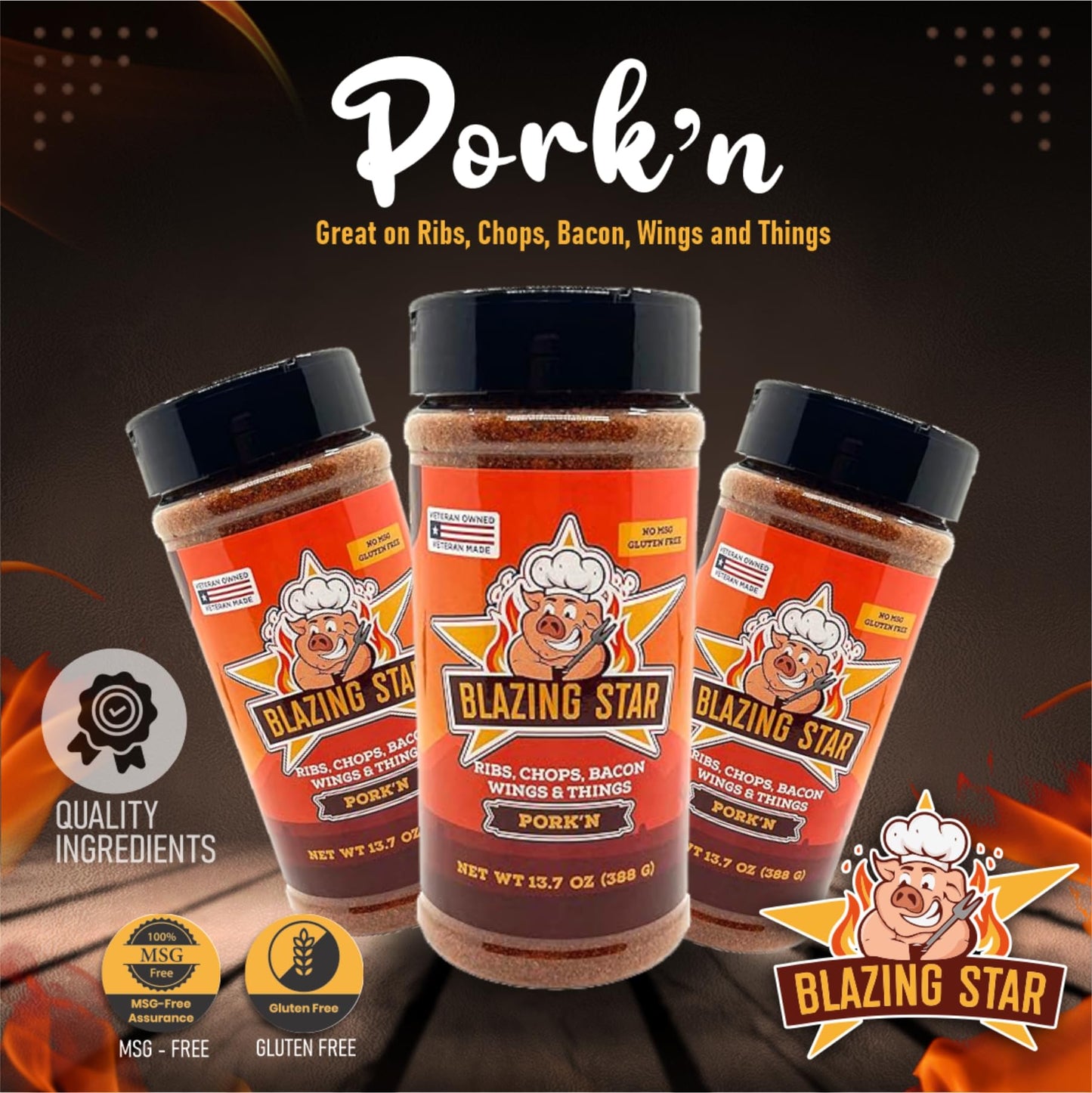 Blazing Star BBQ Porkn Rub & Seasoning Shaker Spice Mix, 13.7 Oz