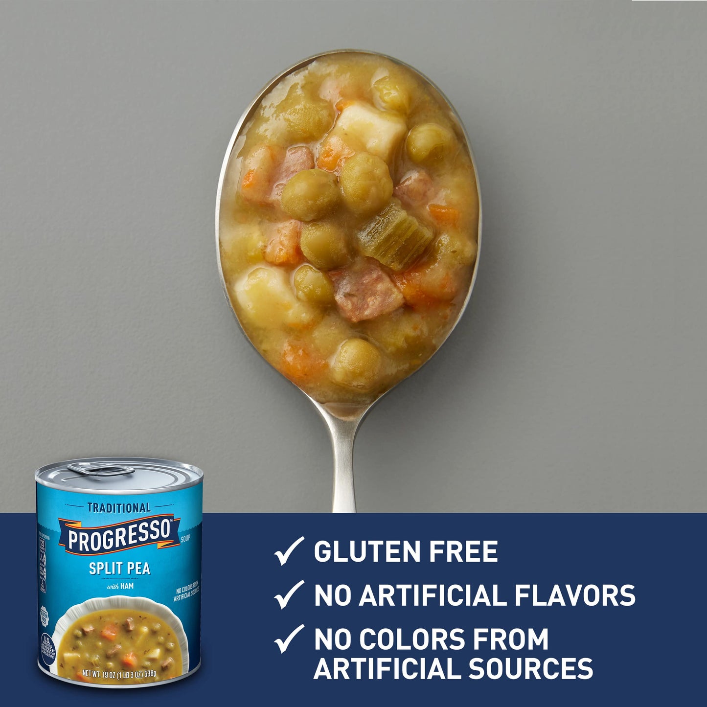Progresso Split Pea With Ham Soup, Traditional Canned Soup, Gluten Free, 19 oz