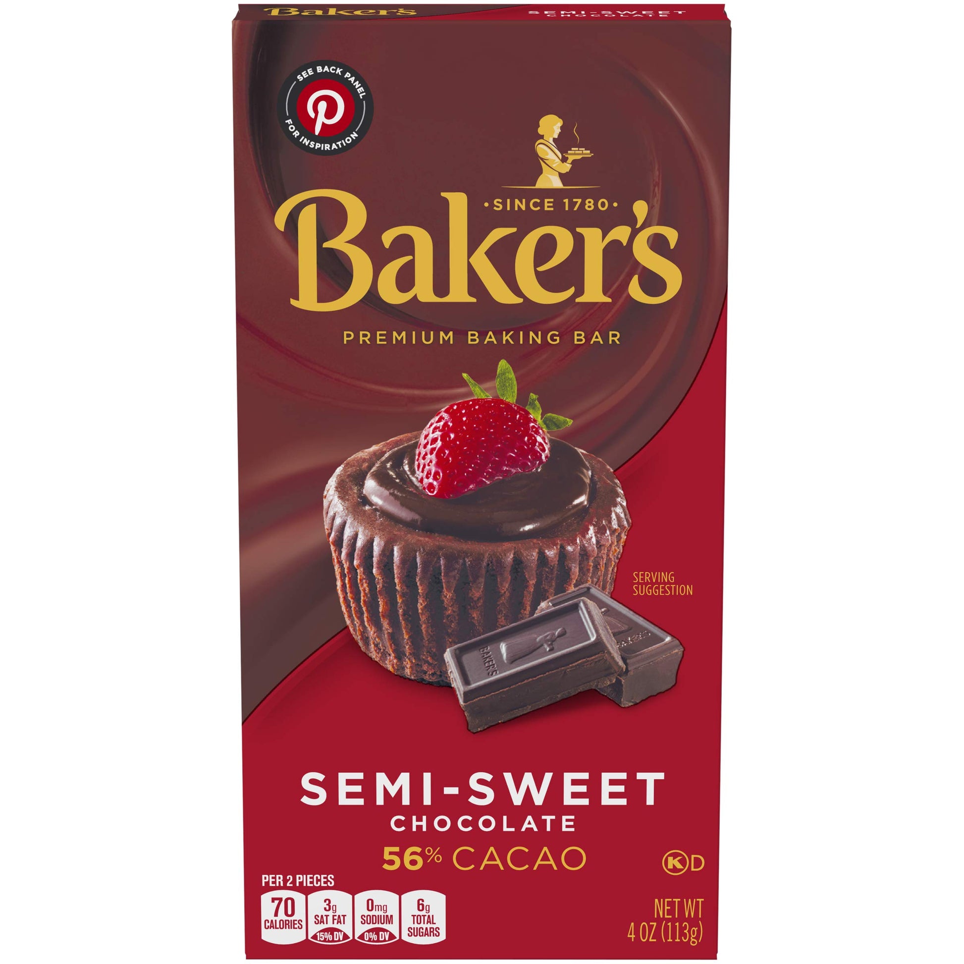 Bakers Semi-Sweet Chocolate Baking Bar, 4 oz Boxes, Pack of 12