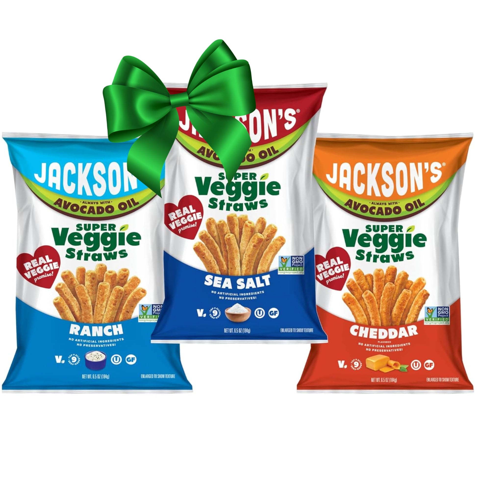 Jacksons Super Veggie Straws Variety Pack (6.5 Oz  Pack Of 6) - Ranch  Cheddar  Sea Salt - Gluten Free  Made With Top-High Standardvocado Oil  Veggie Chips  Snack Variety Pack  Veggie Straws Individual Bags