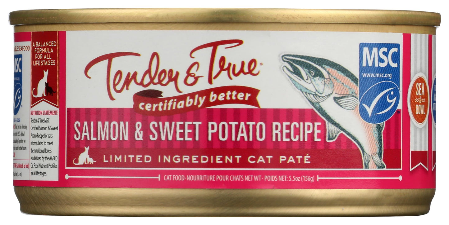 Tender & True Salmon & Sweet Potato Recipe Canned Cat Food, 5.5 Oz, Case Of 24